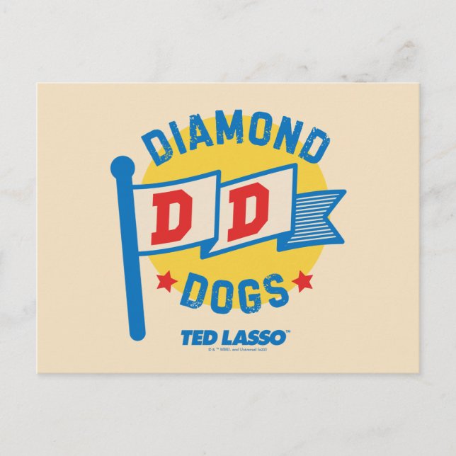 Cartão Postal Ted Lasso | Gráfico da Pensão de Cães Diamantes (Frente)