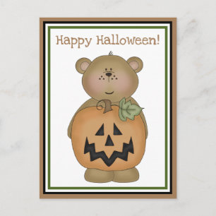 Cartão Postal Teddy Bear Jack O'Lantern
