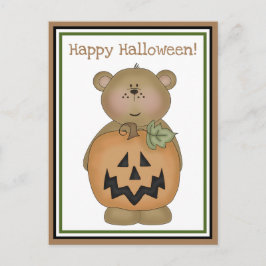 Cartão Postal Teddy Bear Jack O'Lantern