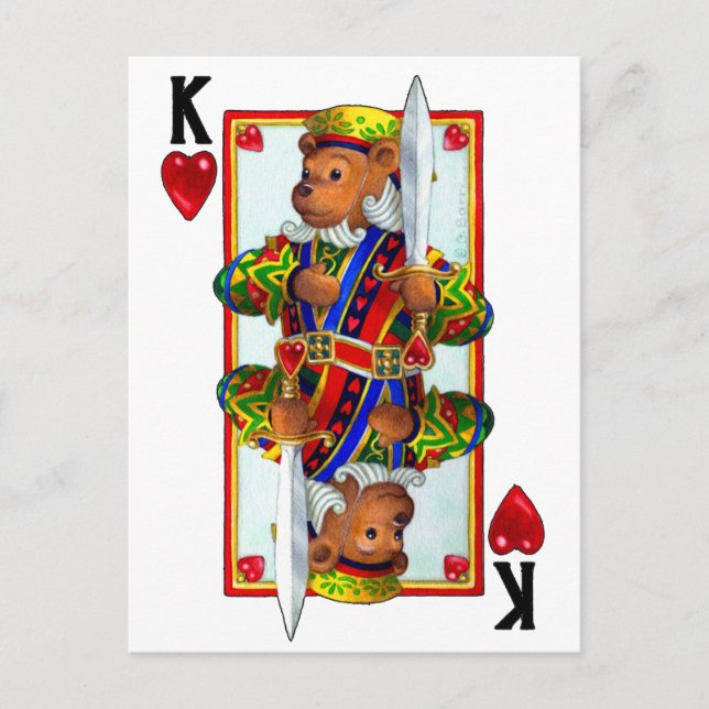 Cartão Postal Teddy Bear King of Hearts (Frente)