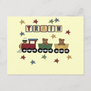 Cartão Postal Teddy Bear Train Camisetas e presentes
