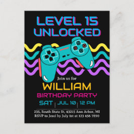 Cartão Postal Teen Gaming Gamer Boy Video Game Player Birthday