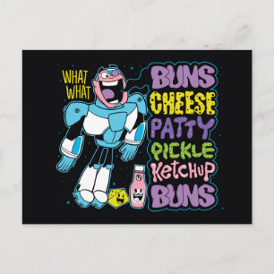 Cartão Postal Teen Titans Go!   Cyborg Burger Rap
