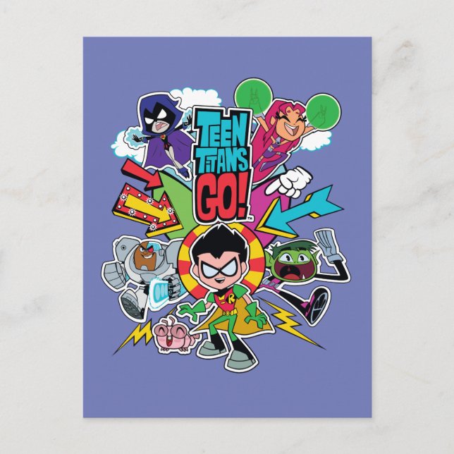 Cartão Postal Teen Titans Go! | Gráfico de Seta de Equipe (Frente)
