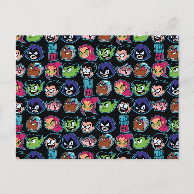 Cartão Postal Teen Titans Go! | Padrão da cabeça dos Titans (Frente)
