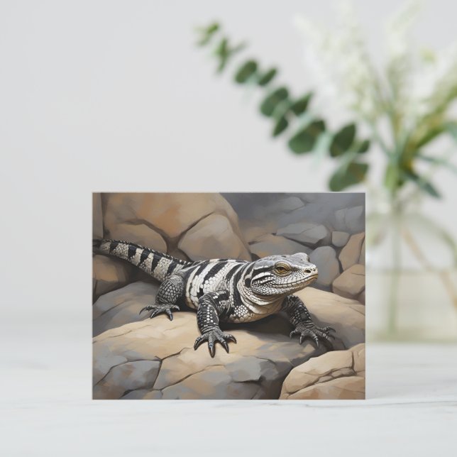 Cartão Postal Tegu Negro E Branco Da Argentina (Em pé/Frente)