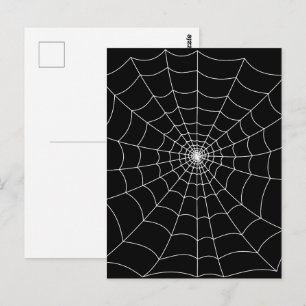 Cartão Postal teia de aranha de Halloween preta e branca padrão