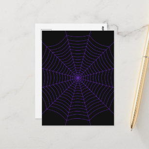 Cartão Postal Teia de aranha preta roxa padrão de Halloween