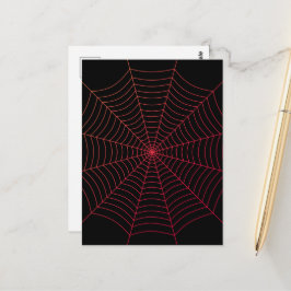 Cartão Postal Teia de aranha preta vermelha padrão de Halloween