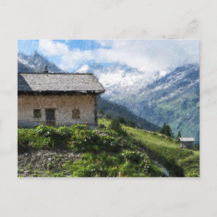 Cartão Postal Tela de pintura a óleo de terra agrícola do Tirol