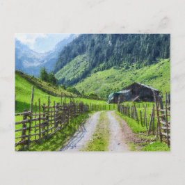 Cartão Postal Tela de pintura a óleo de terra agrícola do Tirol
