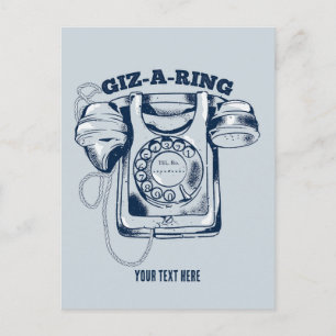 Cartão Postal Telefone azul de disco giratório