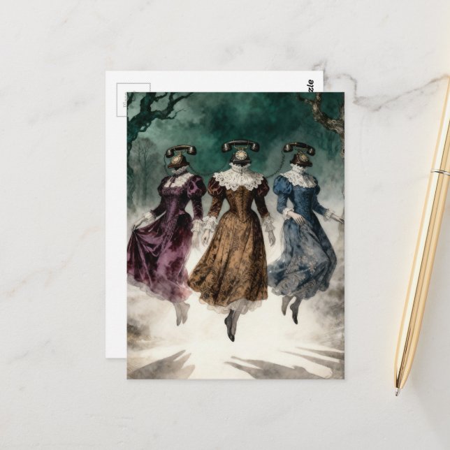 Cartão Postal Telephone Ladies Levitating  (Frente/Verso In Situ)