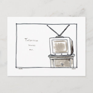 Cartão Postal Televisão me assusta a velha TV divertida arte ori
