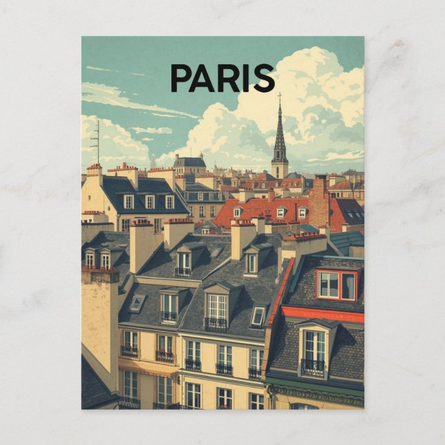 Cartão Postal Telhados de Paris (Frente)