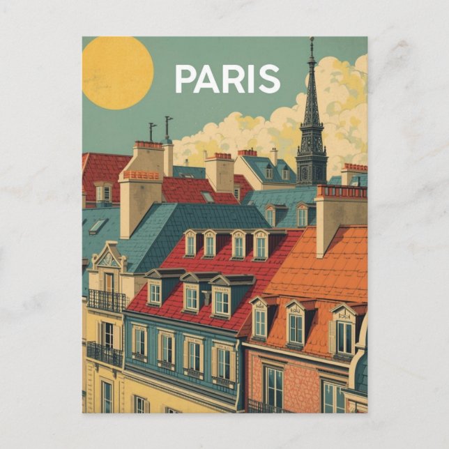 Cartão Postal Telhados de Paris (Frente)