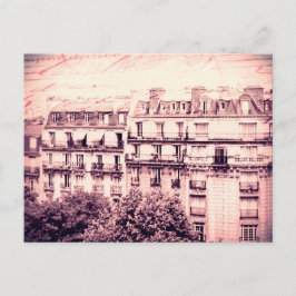 Cartão Postal Telhados de Paris a Rosa