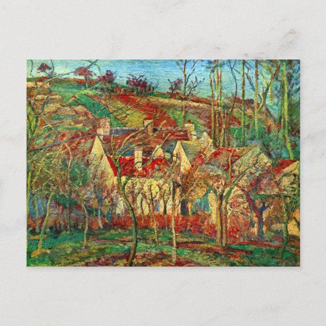 Cartão Postal Telhados vermelhos de Camille Pissarro (Frente)