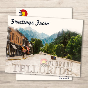 Cartão Postal Telluride Colorado Ski Mounts Watercolor