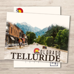 Cartão Postal Telluride Colorado Ski Mounts Watercolor