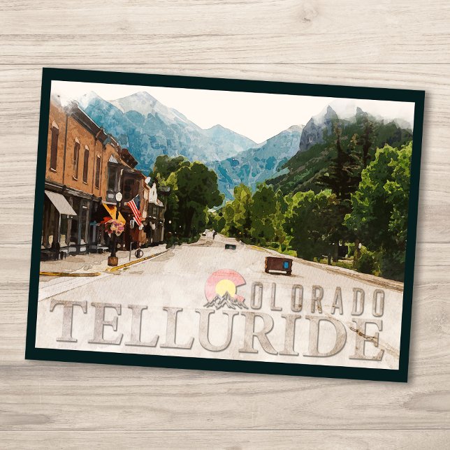 Cartão Postal Telluride Colorado Ski Mounts Watercolor (Criador carregado)