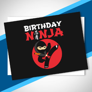 Cartão Postal Tema da Festa de aniversário Ninja - Design de an
