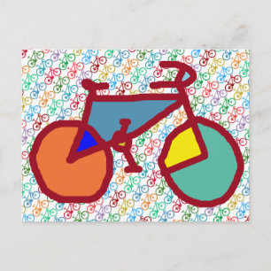 Cartão Postal tema de bicicleta de cor