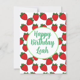 Cartão Postal Tema de festa de aniversário de morango