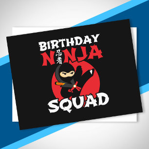Cartão Postal Tema de Festa de Aniversário Ninja - Esquadrão Nin