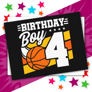 Cartão Postal Tema de Festa de Basquete para Menino de 4 Anos An