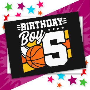 Cartão Postal Tema de Festa de Basquete para Menino de 5 Anos An