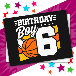 Cartão Postal Tema de Festa de Basquete para Menino de 6 Anos An