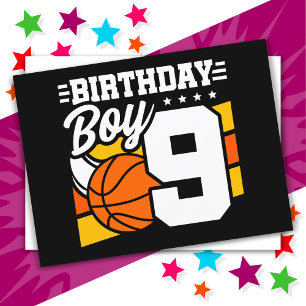 Cartão Postal Tema de Festa de Basquete para Menino de 9 Anos An