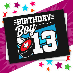 Cartão Postal Tema de Festa de Hóquei de 13 Anos de Idade para M