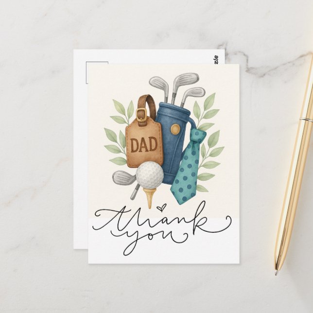 Cartão Postal Tema de golfe para o Papai  (Frente/Verso In Situ)