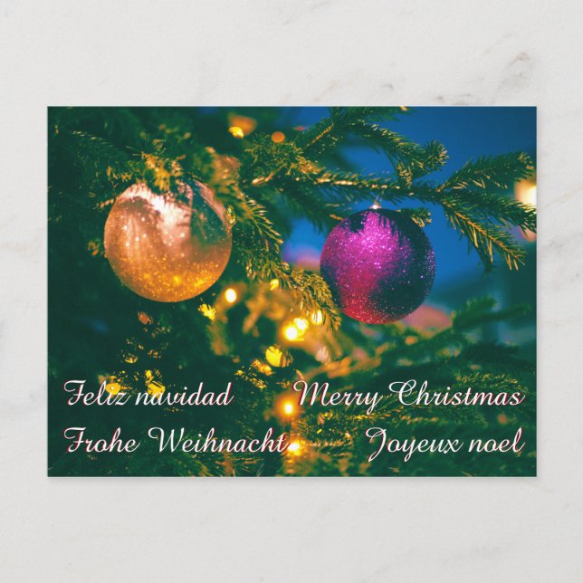 Cartão Postal Tema de Natal com 2 bolas de Natal... (Frente)