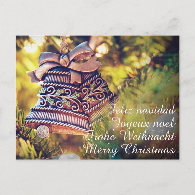 Cartão Postal Tema de Natal com dois sinos (Frente)