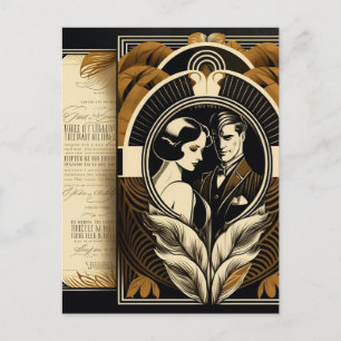 Cartão Postal Tema do casamento Art Deco