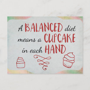 Cartão Postal Tema do Cupcake de Dieta Equilibrada