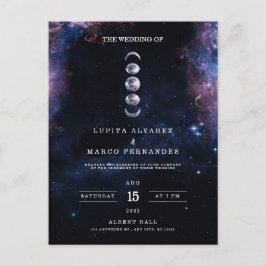 Cartão Postal Tema espacial elegante Astronomia Casamento da Lua