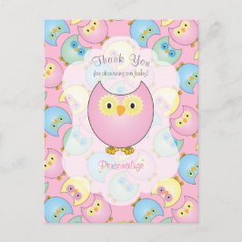 Cartão Postal Tema Rosa Pastel para Chá de Bebê de Menina com Co