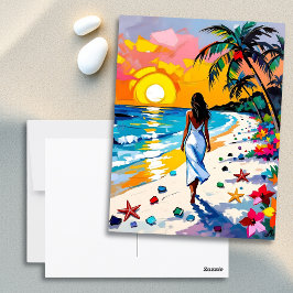 Cartão Postal Tema Tropical de Manter Contato