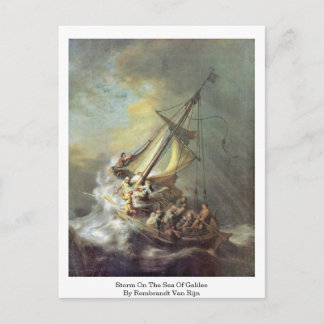 Cartão Postal Tempestade No Mar Da Galileia Por Rembrandt Van Ri