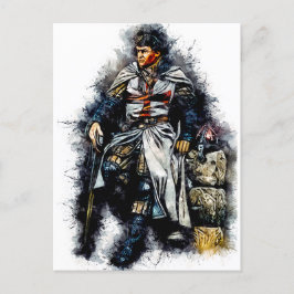 Cartão Postal Templar Knight / O Cruzador / Arte de Aquarela