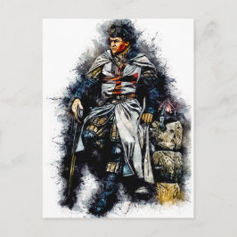 Cartão Postal Templar Knight / O Cruzador / Arte de Aquarela