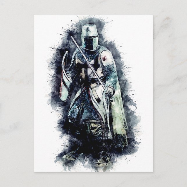 Cartão Postal Templar Knight O guerreiro heroico e cruzado (Frente)