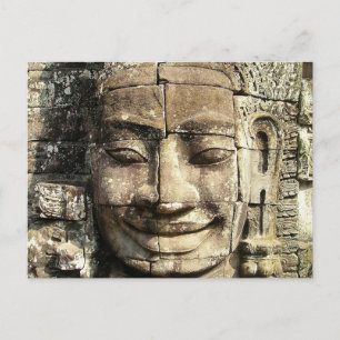 Cartão Postal Temple Face, Camboja Vintage