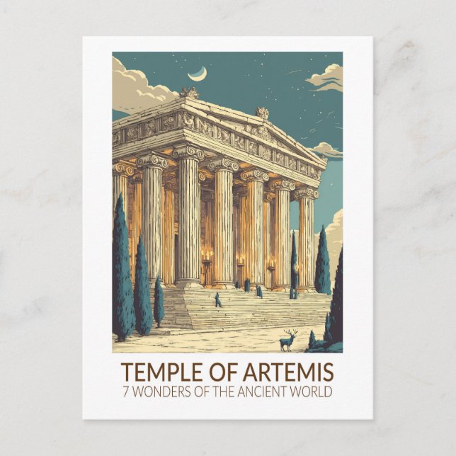 Cartão Postal Temple of Artemis Seven Wonders of the World Art (Frente)