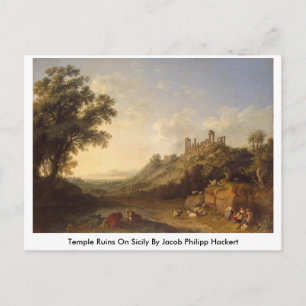 Cartão Postal Temple Ruins Na Sicília Por Jacob Philipp Hackert