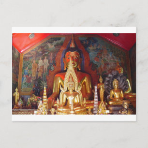 Cartão Postal Templo Budista Chang Mai Tailândia Dourado Buda